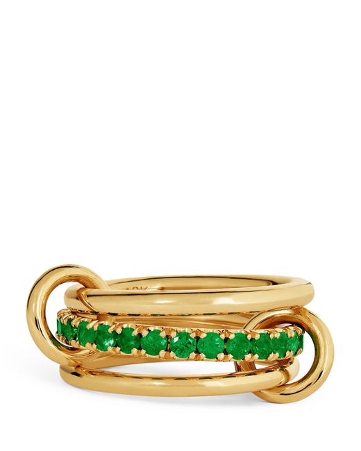 Spinelli Kilcollin Green Yellow Gold And Emerald Petunia Ring