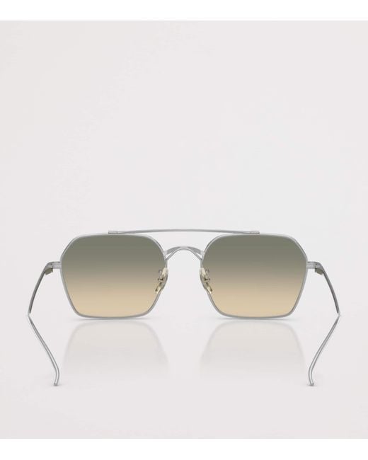 Oliver Peoples Gray Titanium Tk-15 Square Sunglasses