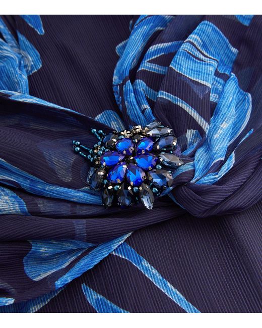 PATBO Blue Nightflower Print Mini Dress