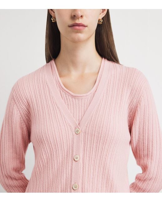 Johnstons Pink Cashmere V-Neck Cardigan