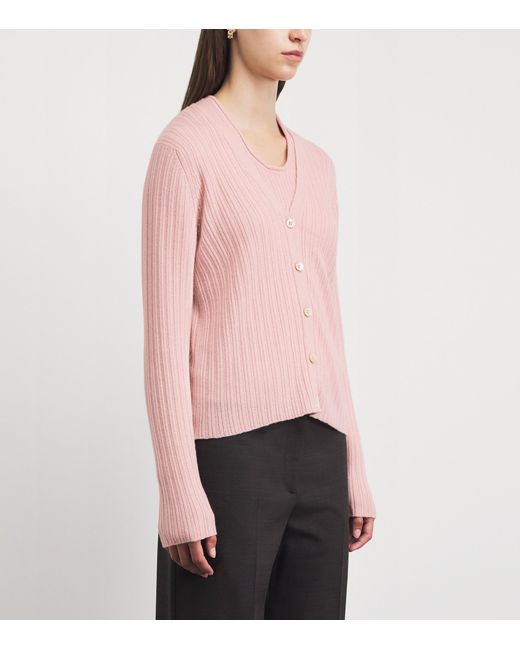 Johnstons Pink Cashmere V-Neck Cardigan