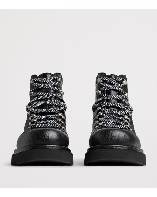 Bottega Veneta Black Leather Lace-Up Boots for men