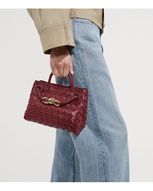 Bottega Veneta Red Mini Leather Andiamo Top-Handle Bag