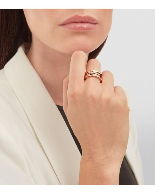 BVLGARI Pink B.Zero1 Three-Band Ring