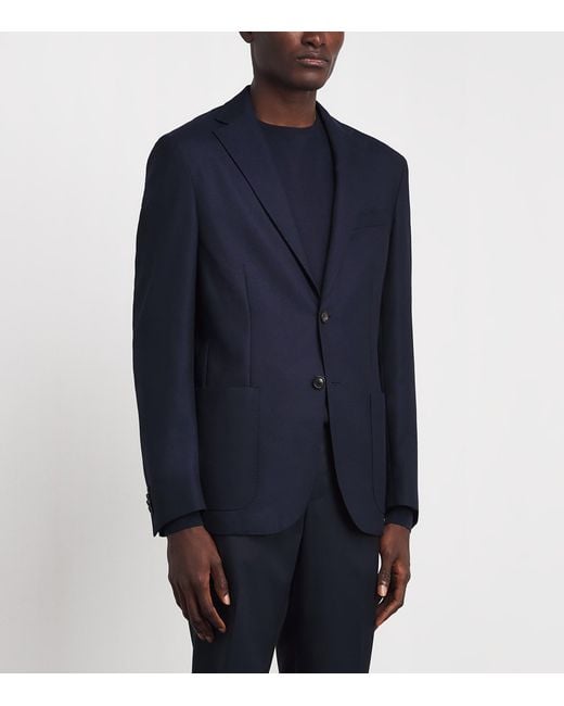 Corneliani Blue Virgin Wool-Silk Unlined Whisper Blazer for men