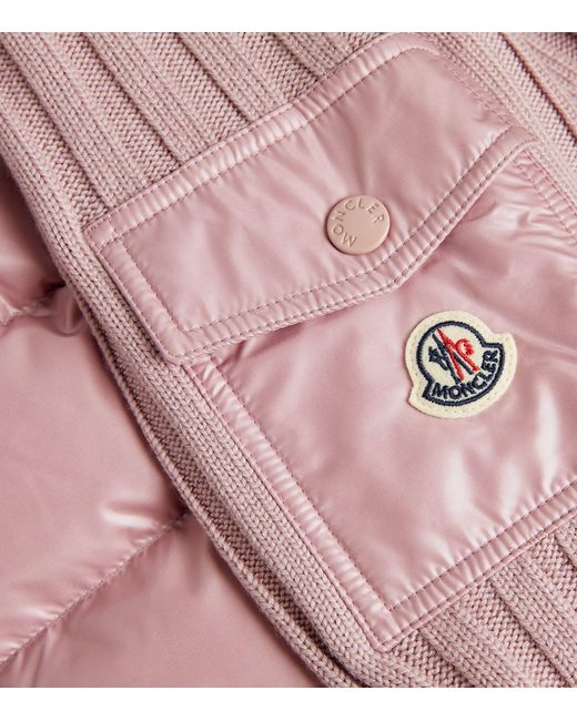 Moncler Pink Wool Down-filled Cardigan