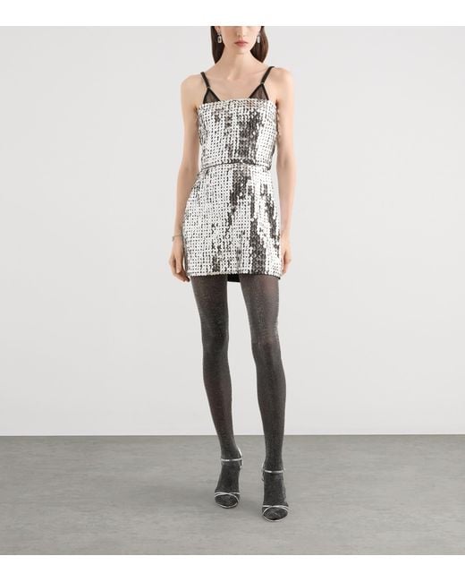 Dolce & Gabbana White Sequin Strapless Mini Dress