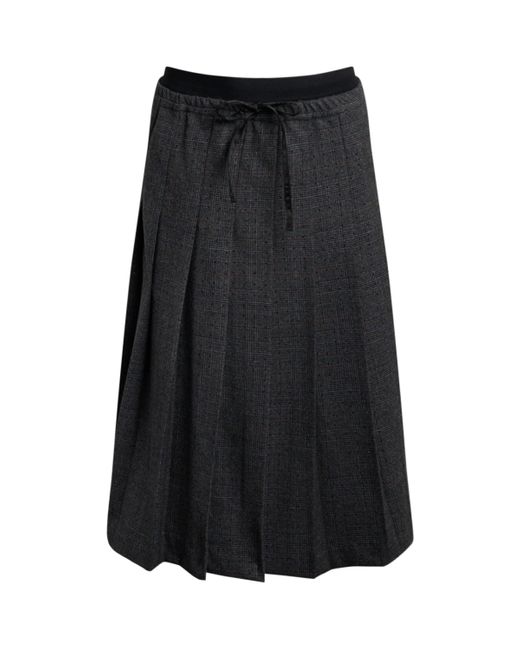Sandro Black Pleated Rhinestone-Embellished Midi Skirt