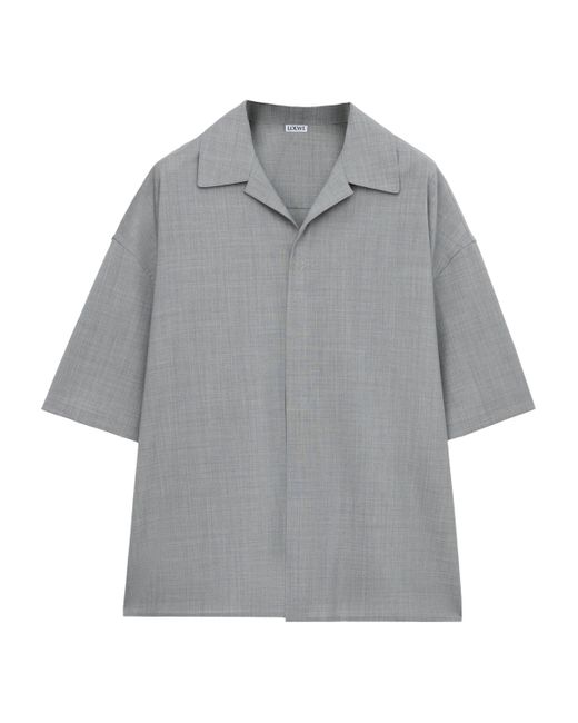Loewe Gray Wool-Blend Short-Sleeve Shirt for men