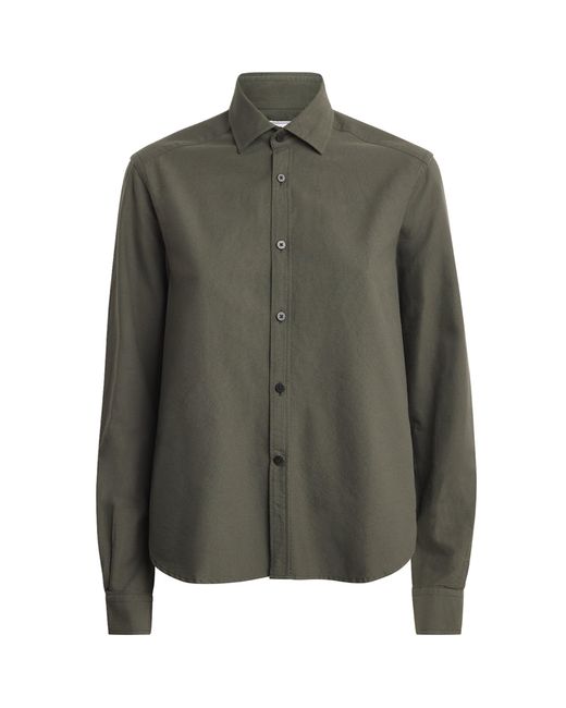 With Nothing Underneath Green Cotton-Wool Classic Shirt