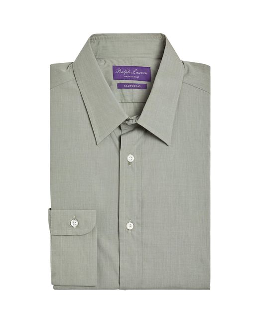 Ralph Lauren Purple Label Gray End-on-end Long-sleeve Shirt for men