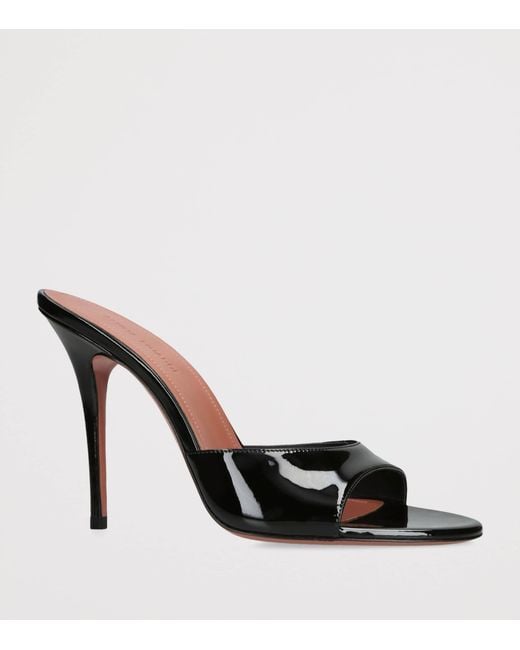 AMINA MUADDI Black Patent Leather Elodie Heeled Mules 105