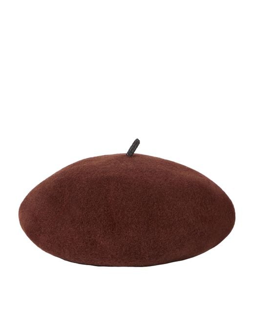 Brunello Cucinelli Brown Wool Beret