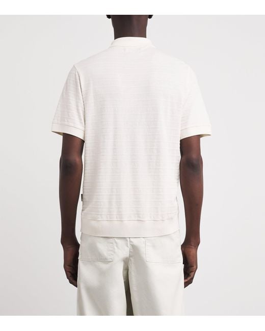 Oliver Spencer White Organic Cotton Jacquard Polo Shirt for men
