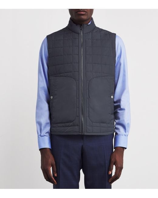 Pal Zileri Blue Quilted Reversible Gilet for men