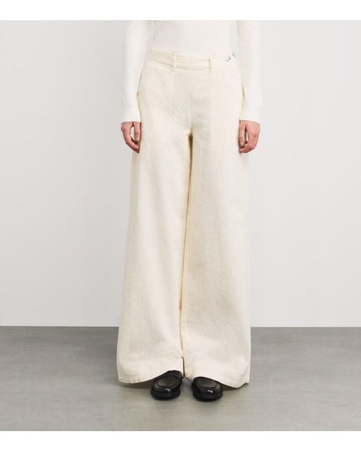 MAX&Co. White Corduroy Wide-Leg Trousers