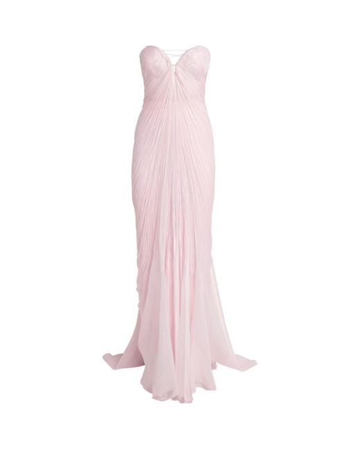 Maria Lucia Hohan Pink Silk-Blend Strapless Meilien Gown
