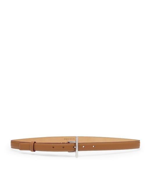 McQueen Natural Leather T-Bar Belt