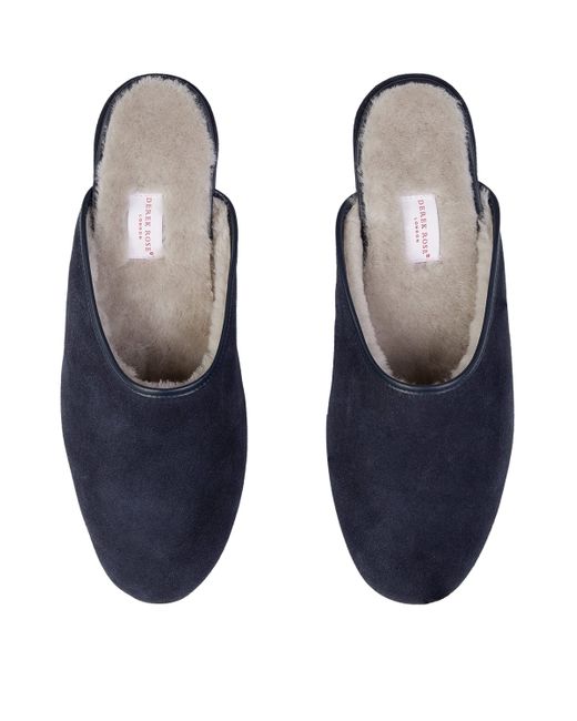 Derek Rose Blue Suede Douglas Slippers for men