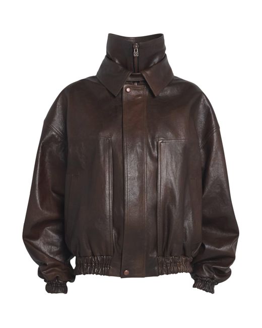 Magda Butrym Brown Leather Bomber Jacket