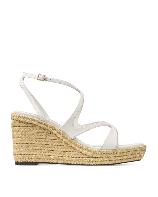 Jimmy Choo Metallic Ayla 85 Leather Wedge Sandals