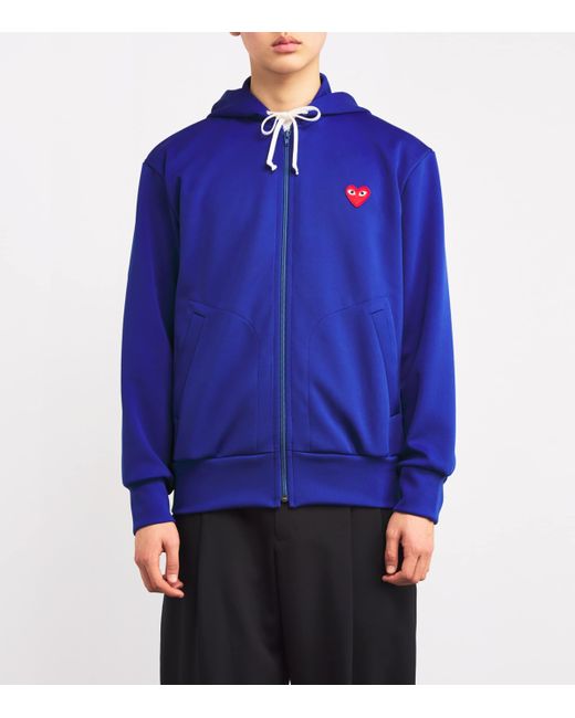 COMME DES GARÇONS PLAY Blue Zip-Up Heart Hoodie for men
