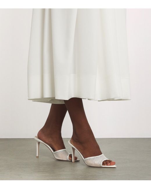 Gianvito Rossi White Embellished Rania Mules 85
