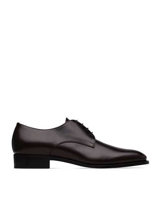 Saint Laurent Brown Leather Adrien Derby Shoes for men