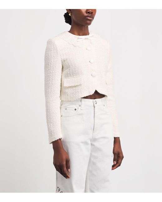 Self-Portrait White Bouclé Lace-Collar Jacket