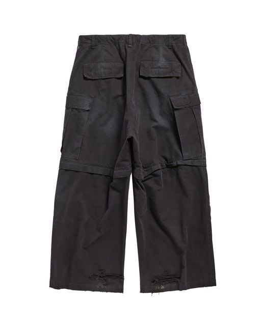 Balenciaga Black Distressed Cargo Trousers for men