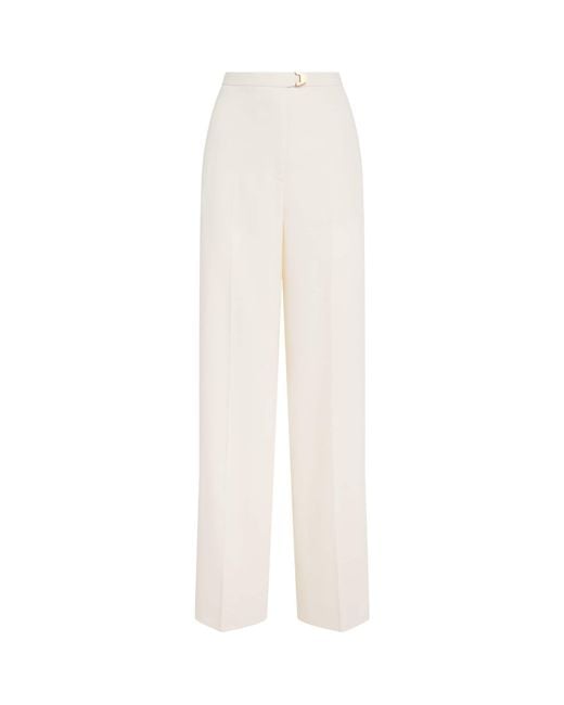 Agnona White Virgin Wool Amanda Wide-Leg Trousers