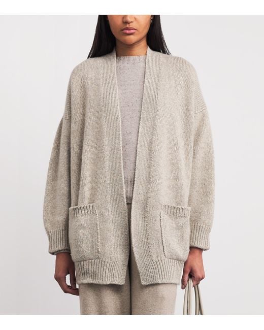 Johnstons White Cashmere-Cotton Bay Cardigan