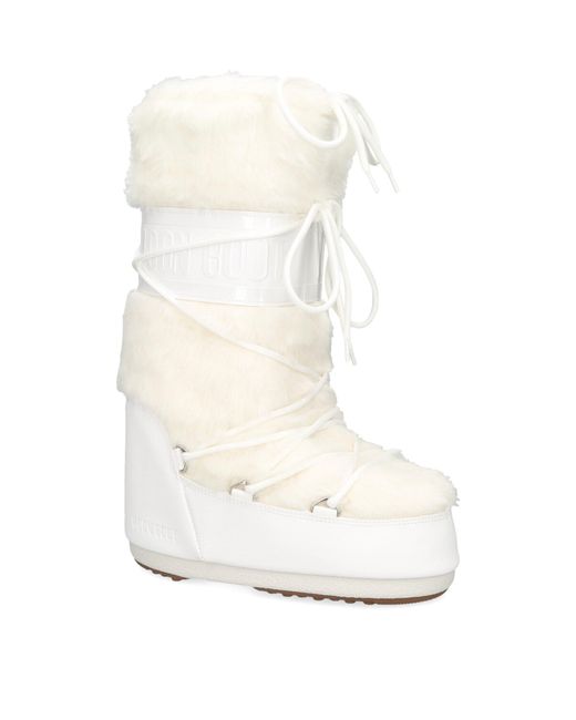 Moon Boot White Faux Fur Icon Boots