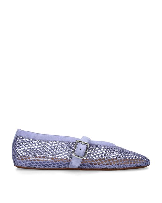 Alaïa Blue Suede Mesh Ballet Flats