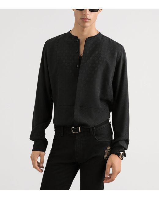 Dolce & Gabbana Black Silk Martini Logo Shirt for men
