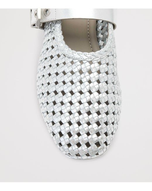 AllSaints White Woven Leather Sabine Ballet Flats