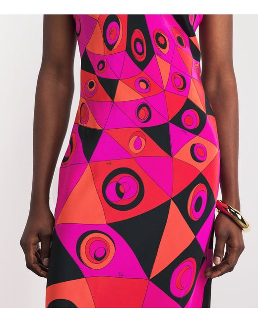 Emilio Pucci Pink Silk Occhi Maxi Dress