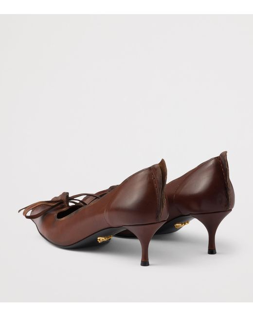 Prada Brown Antiqued Leather Pumps 55