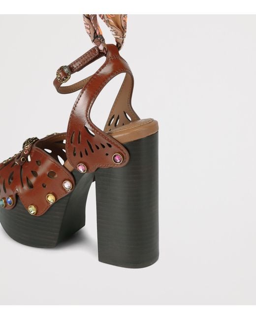 Kurt Geiger Brown Leather Butterfly Platform Heels