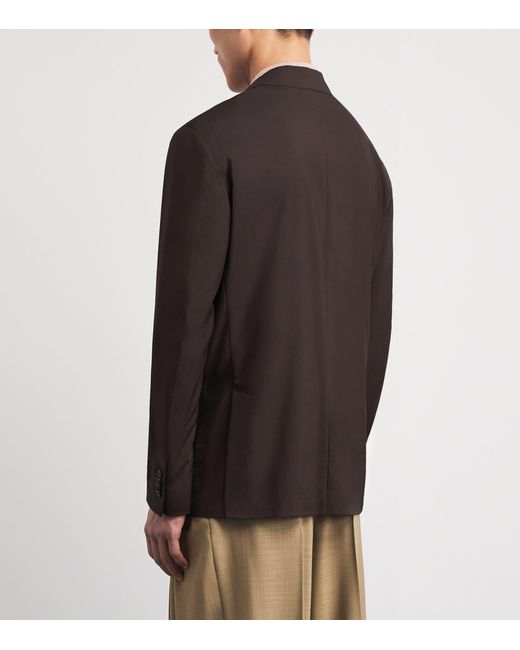 Corneliani Brown Virgin Wool-Silk Unlined Whisper Blazer for men