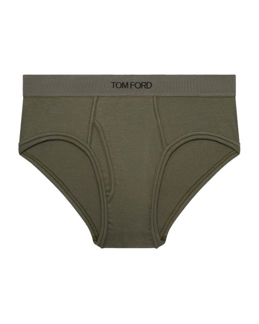 Tom Ford Green Stretch-Cotton Logo Briefs for men