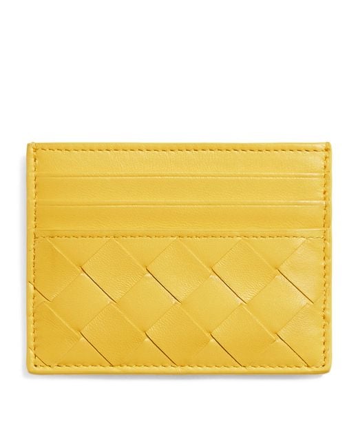 Bottega Veneta Yellow Leather Intrecciato Card Holder