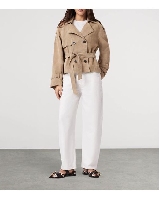 AllSaints Natural Suede Reed Trench Jacket
