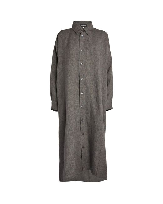 Eskandar Gray A-line Shirt Midi Dress