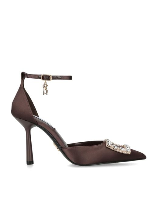 Steve Madden Brown Satin Embellished Accession Pumps 100