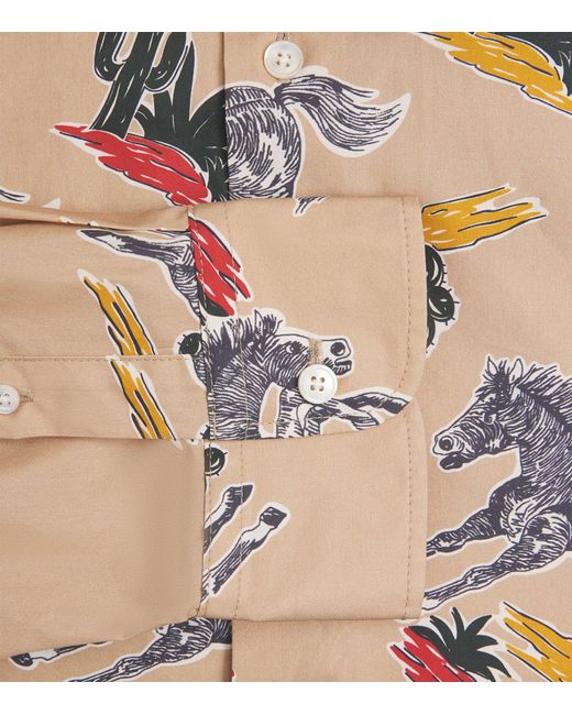AMI Natural Cotton Horse Print Shirt for men