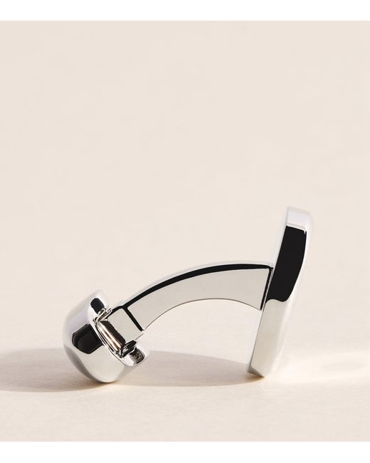 Babette Wasserman Natural Rhodium-Plated Gatsby Wheel Cufflinks for men