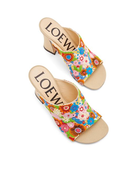 Loewe White X Paula's Ibiza Floral-embroidered Calle Heeled Mules 85