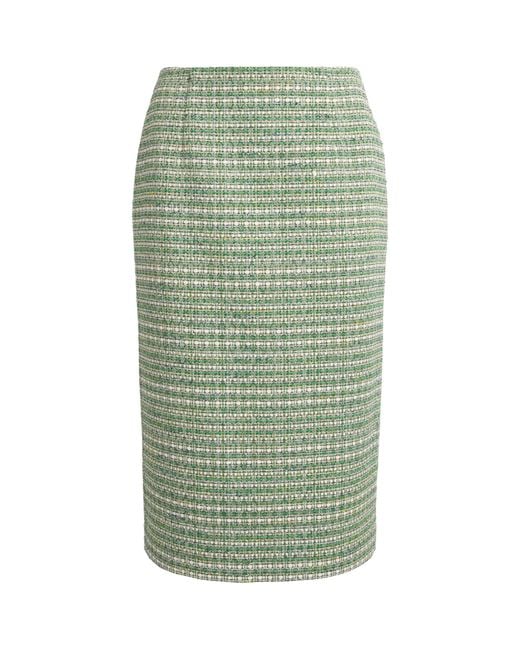 Carolina Herrera Green Tweed Pencil Skirt