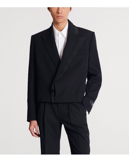 Balmain Black Cropped Wool Blazer for men